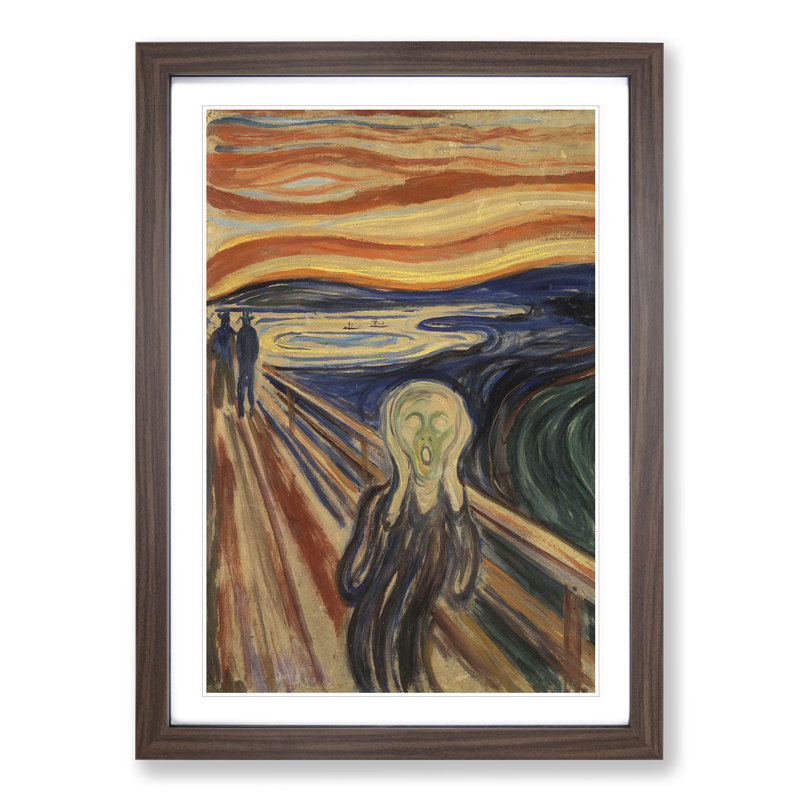The Scream by Edvard Munch - Picture Frame Painting on MDF, 36cm H x 27cm W x 2cm D, Walnut Framed
