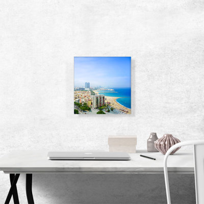 Barcelone, Espagne - Plages et horizon - reproduction de photo sur toile tendue