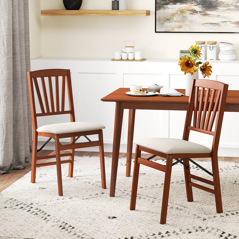 Kitchen Chairs With Rubber Wood Frame Upholstered Seat Hollowed Backrest, 4