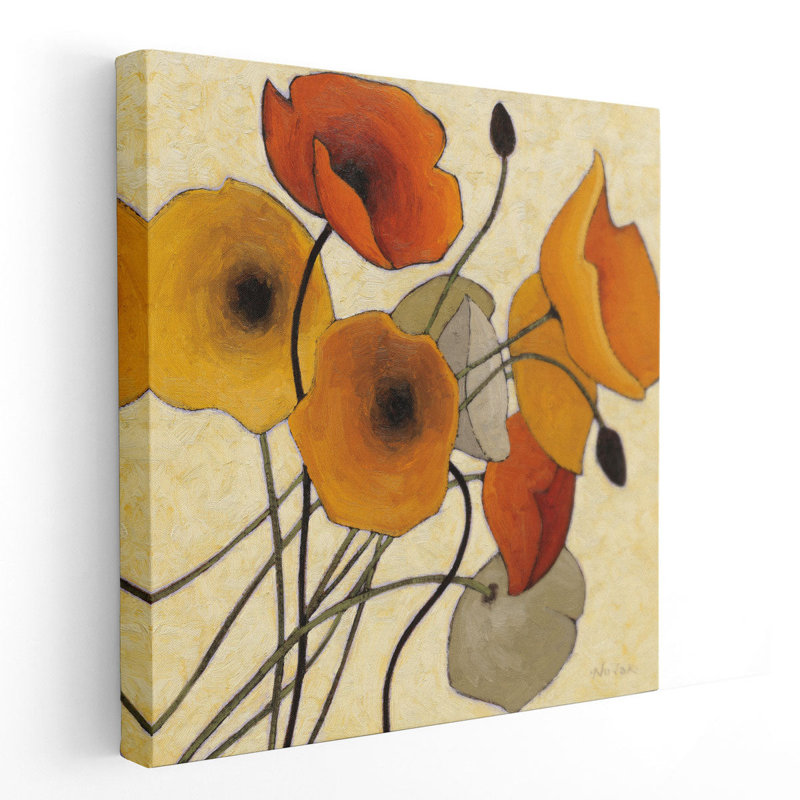 «Pumpkin Poppies II», reproduction d'art sur toile, H 24 po x l 24 po