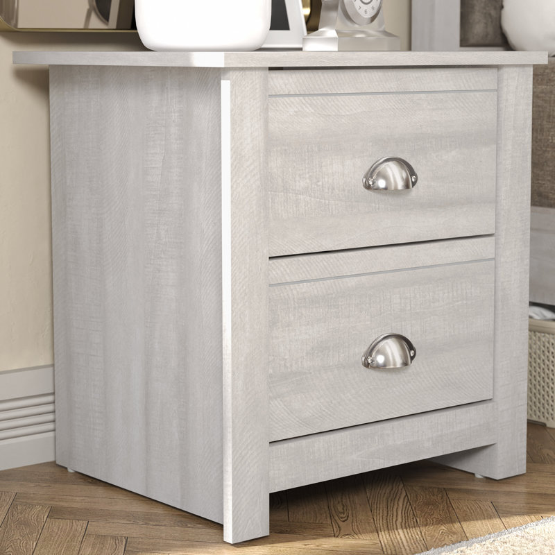 Blessinger 20.07'' Tall 2 Drawer Nightstand, Dusty Gray Oak