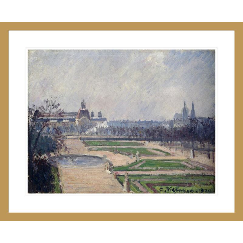 «The Tuilleries Basin and the Louvre» par Camille Pissarro, impression giclée encadrée, H 23,5 po x l 28,66 po