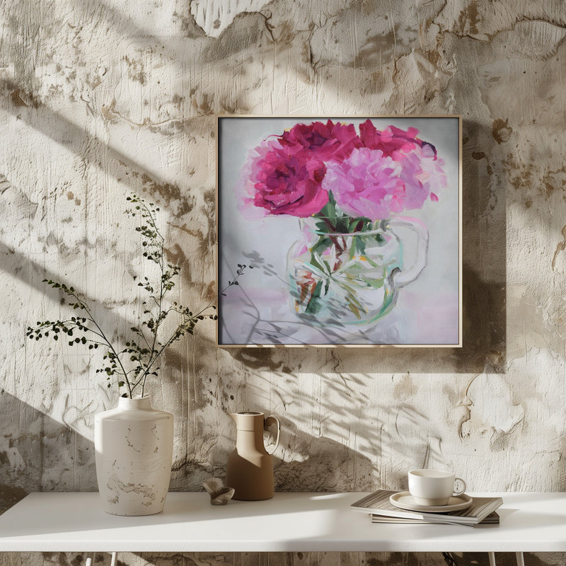 «Pretty In Pink», art mural texturé encadré, H 12 po x l 12 po, Noir
