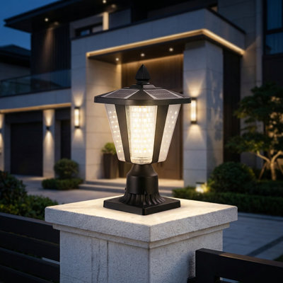 Solar Led Outdoor Pillar Lights With Switchable Warm/white Light