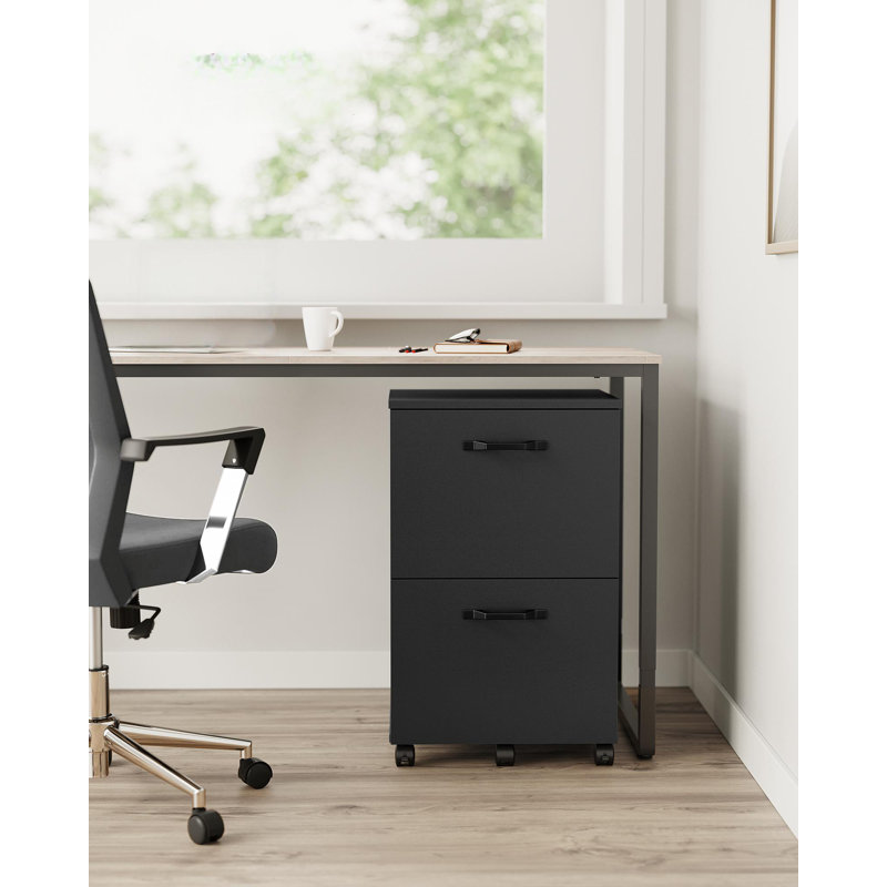 Cambrie 16.7" W 2-Drawer Mobile Vertical Filing Cabinet, Black