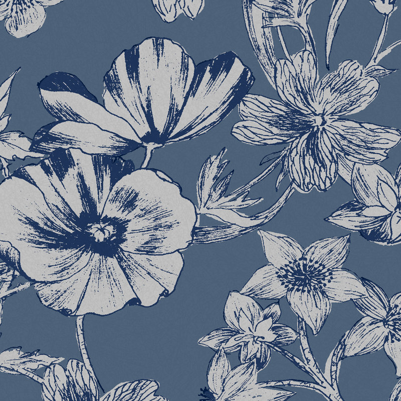 Laura Ashley Summerhill Midnight Blue Wallpaper