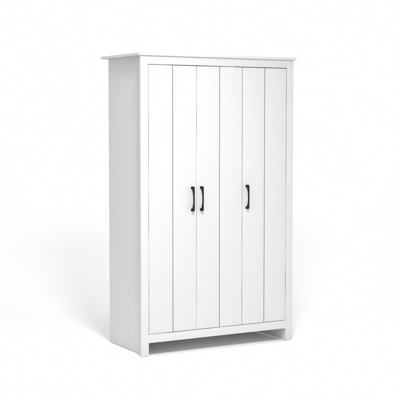 Limestone 3 Door Manufactured Wood Wardrobe, White