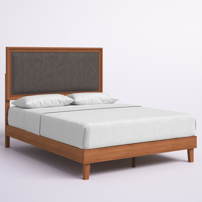 Chittum Upholstered Platform Bed, Brown/Gray