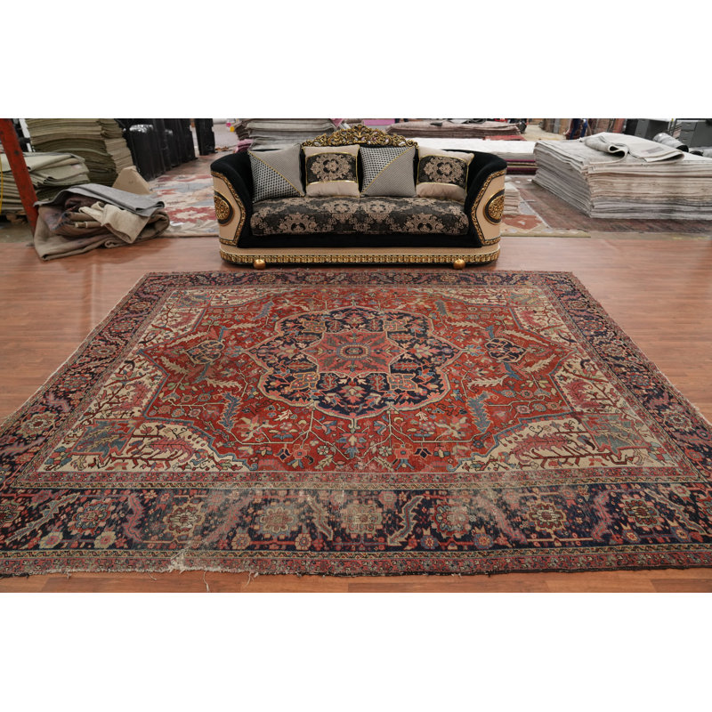 Tapis traditionnel pré-1900 à teinture végétale 10 x 12