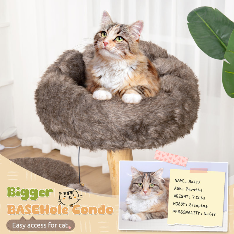 Furlon 59.84'' H Solid Wood Cat Tree with Plush Cushion