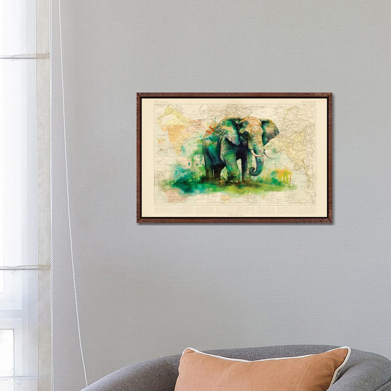 Elephant by TOMADEE - Gallery-Wrapped Canvas Giclée on Canvas, Classic Wood Floater Framed, 66.04 cm H x 45.72 cm W