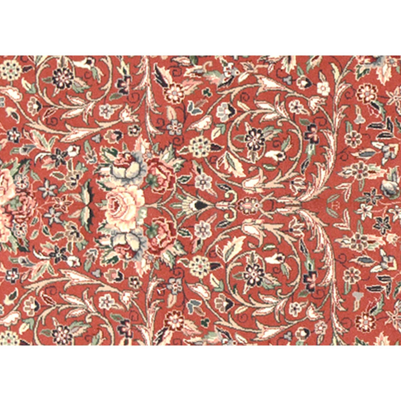 Hand Knotted Wool Oriental Area Rug in Rust And Ivory