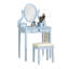 Belle coiffeuse en bois bleu et tabouret doux avec 3 tiroirs de rangement-1094338575