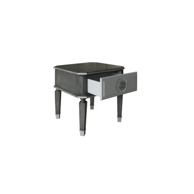 Table d'appoint moderne gris anthracite et gris avec rangement efficace et bout de chambre à coucher de style chic au look pratique et élégant
