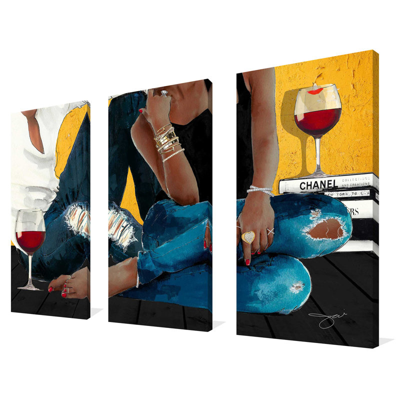 Casual Couple 2 par Jodi - reproduction d'art sur toile tendue à pièces multiples, H 32 po x l 48 po x P 0,75 po