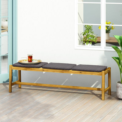 Banc 3 places - Banc d'extérieur en bois au charme rustique, profondeur 156 cm, largeur 41,3 cm, hauteur 44,1 cm, poids 11,2 kg, assise couleur Hue, dimensions 152,4 cm (profondeur x largeur x hauteur).