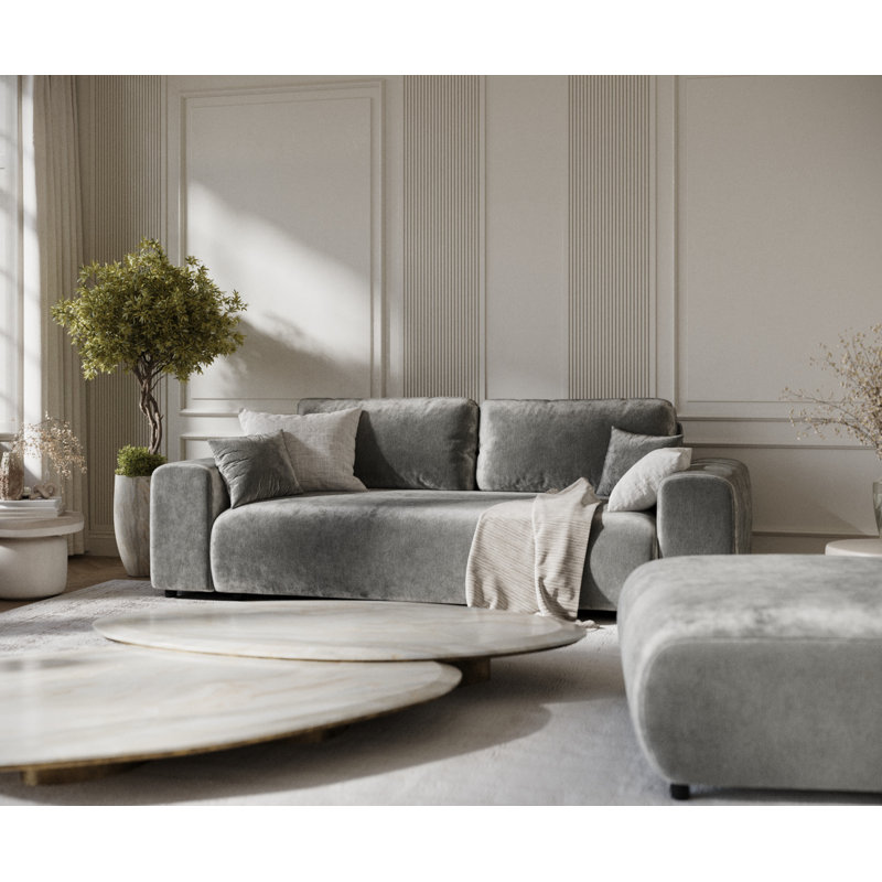 Three-seater square arm sofa, Dark Beige Chenille