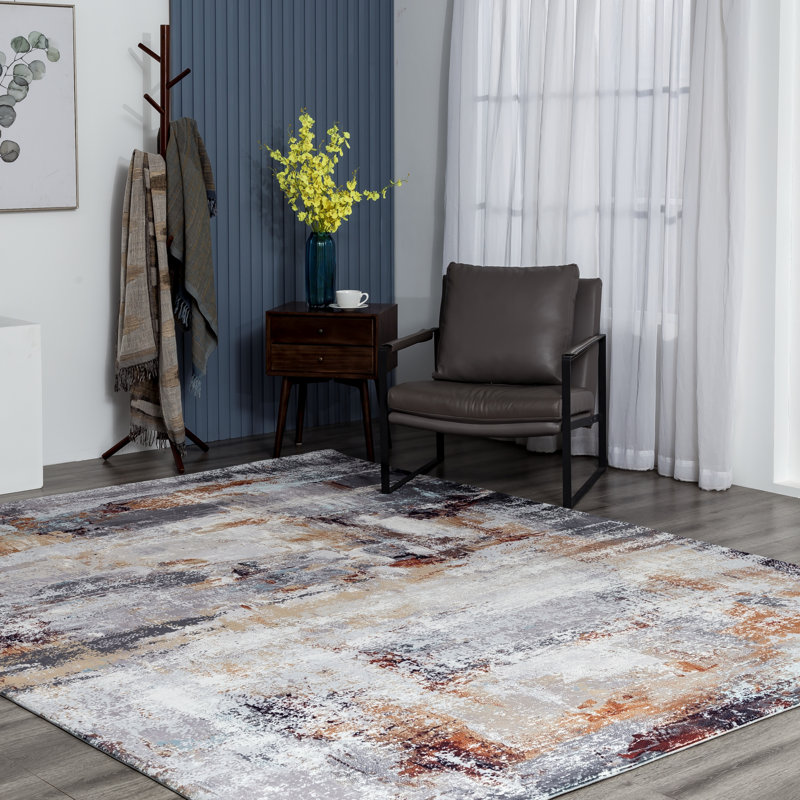 Lismore Abstract Area Rug in Gray, Novelty 7'9" x 9'9"