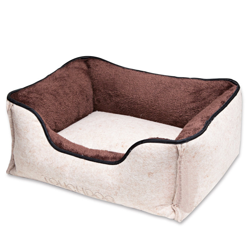 Lit pour chien de luxe Touchdog 'Felter Shelter', Moyen (l 21,7 po x P 17,7 po x H 7,1 po), Beige