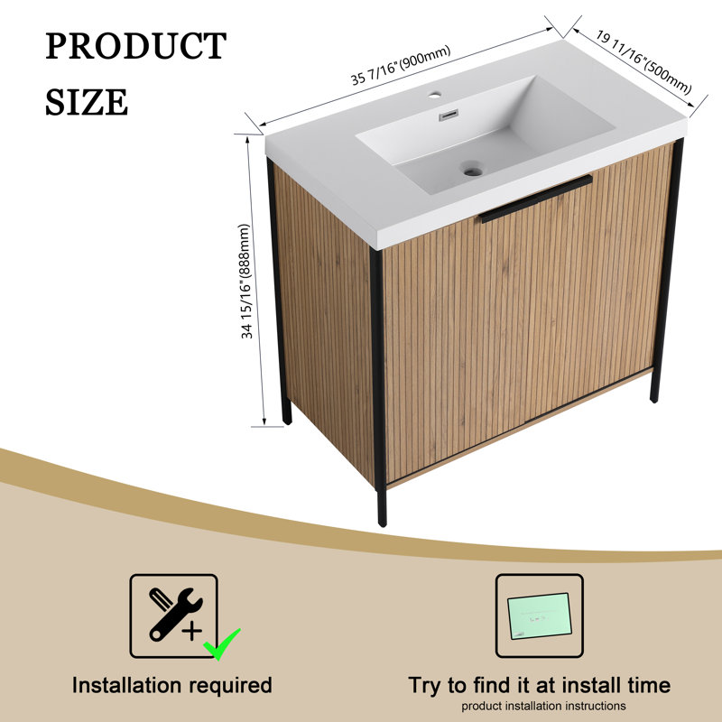 36'' Single Bathroom Vanity with Resin Top