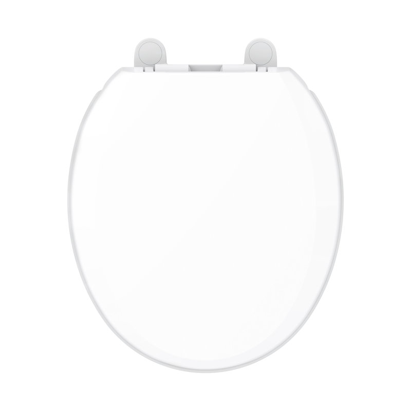 Siège et couvercle de toilette rond à fermeture en douceur - Polypropylène robuste, protégé contre les rayons UV, quincaillerie de fixation réglable, couvercle à fermeture lente sans claquement - s'adapte aux bols ronds standards