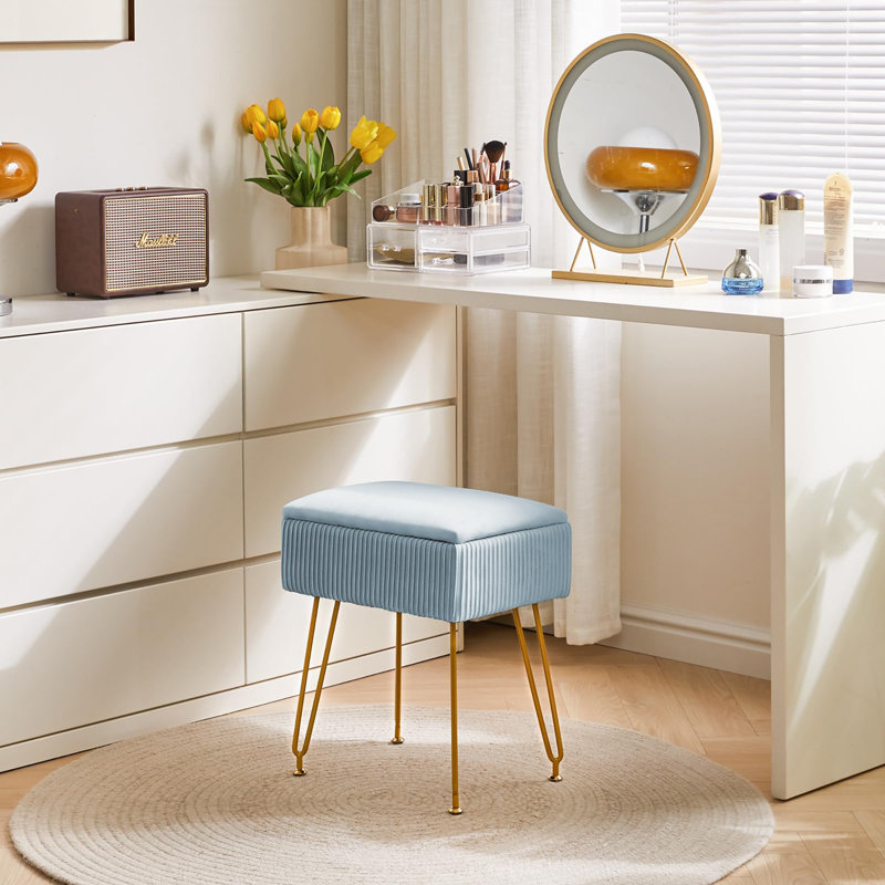 Besar Metal Accent Stool, Blue Gray
