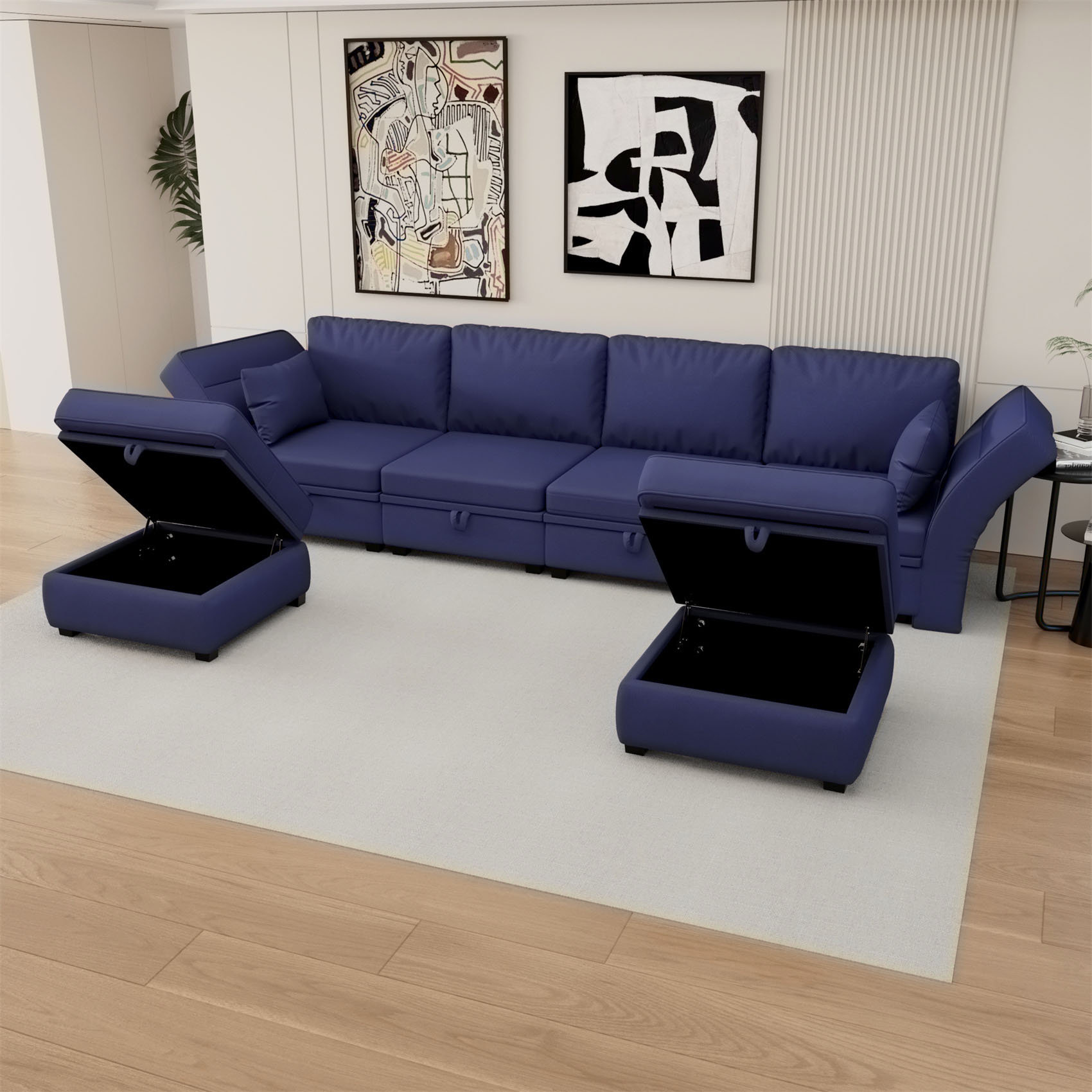 Hokku Designs Modular Sectional Sofa Couch with Reversible Chaise ...