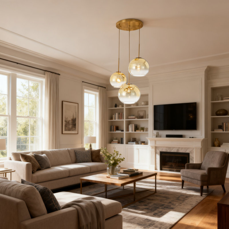 Triple-tier Gradient Glass Pendant Light - Adjustable Length / E26 Base / Wall Switch Control