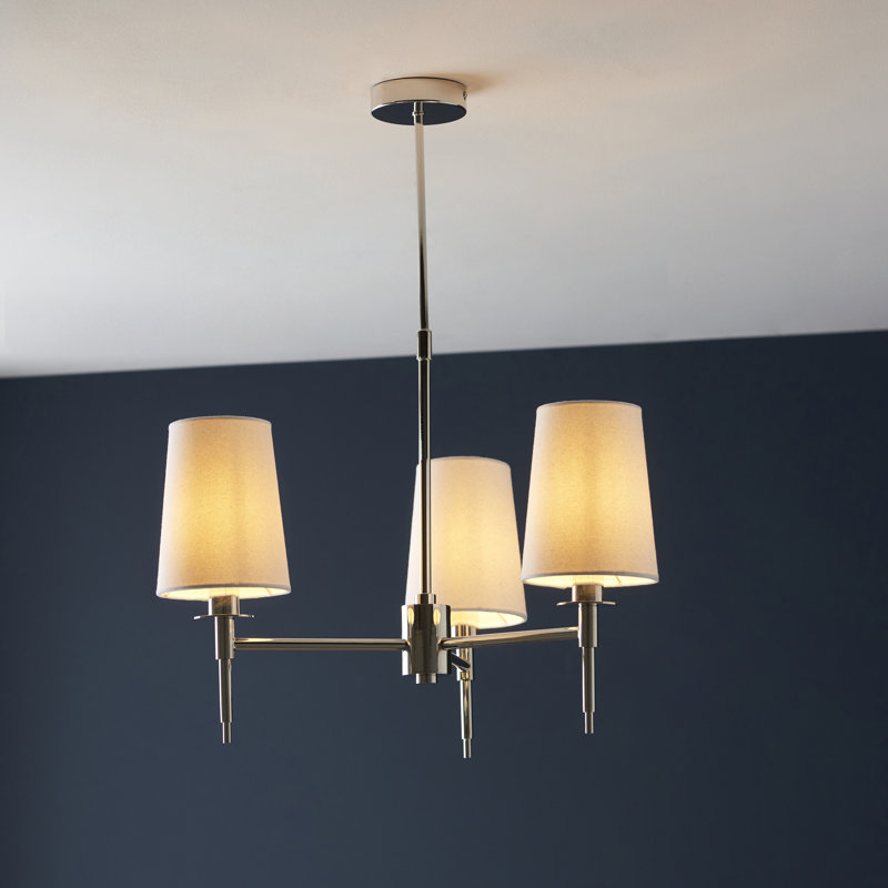 Devi 3 - Light Shaded Chandelier, Bright Nickel