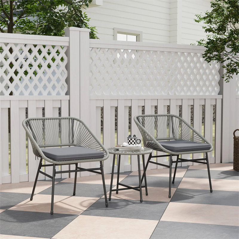 2 - Person Wicker Patio Dining Set with