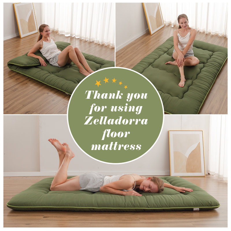 Streicher Japanese Floor Mattress, Futon Mattress with Washable Cover Japanese Futon Suitable for Camping, Guest, Twin, Green