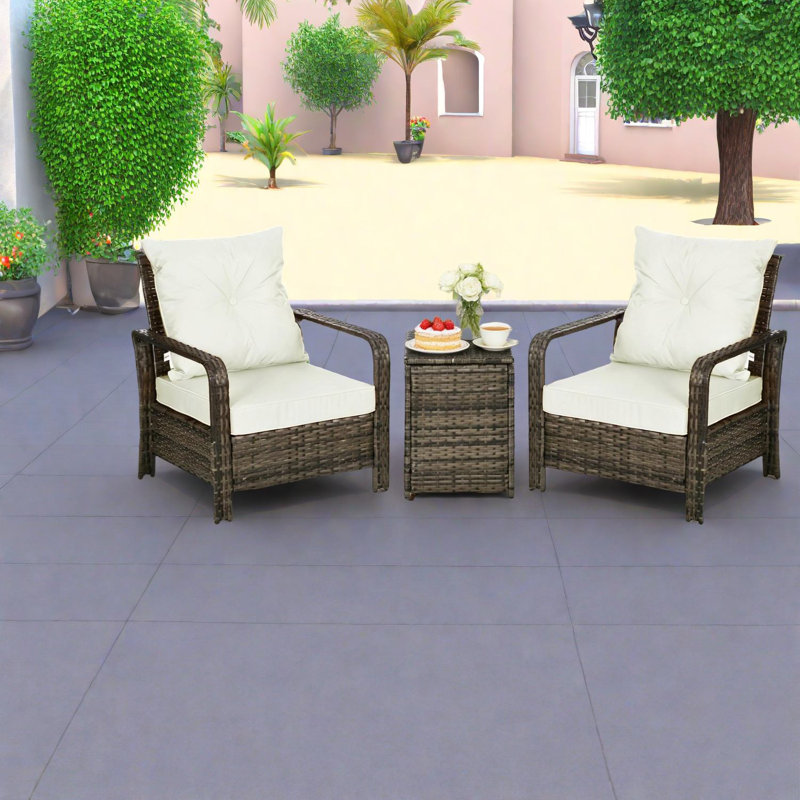 Ensembles de salle à manger de patio modernes, meubles en rotin en acier avec rangement pour la maison