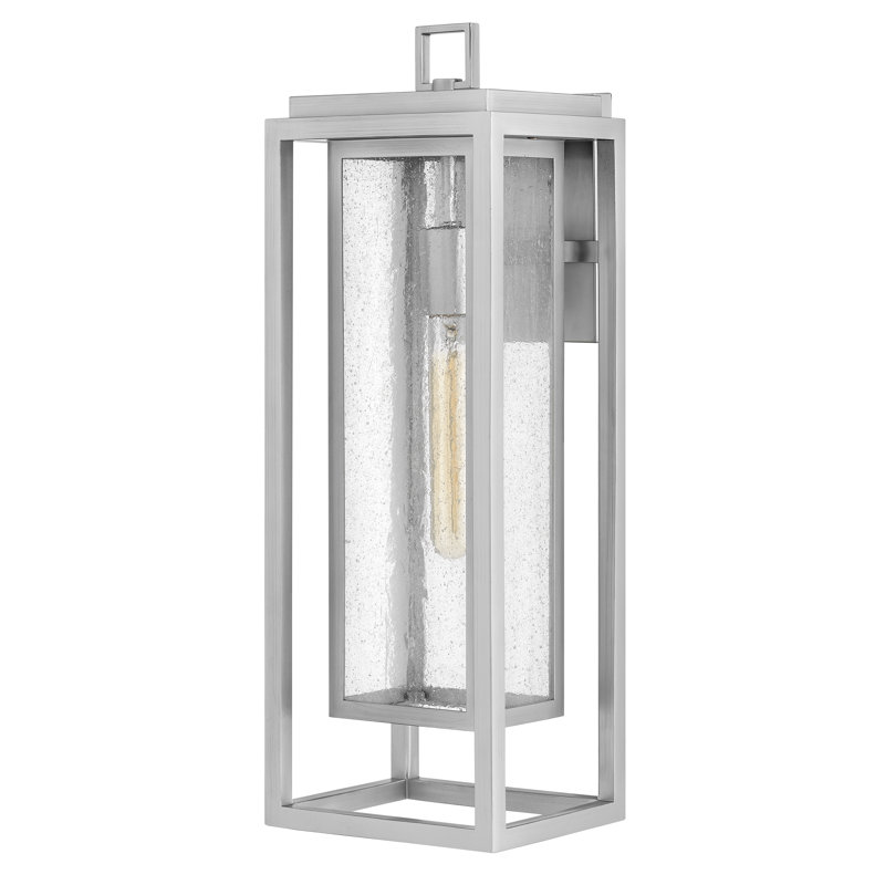 Medium Wall Mount Lantern, 20" H x 7" W x 6.75" D, Satin Nickel