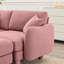 Canapé convertible en L rose à 4 places en tissu bouclé avec pieds en forme de coquillage, amovibles et cylindriques. Structure de sièges confortables pour le salon avec des espaces de confort de conception moderne-1184060139