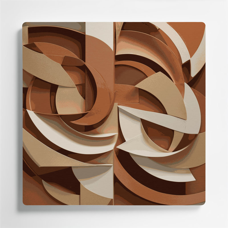 Abstrait formes 83, art mural en métal brun, 8" H x 8" W