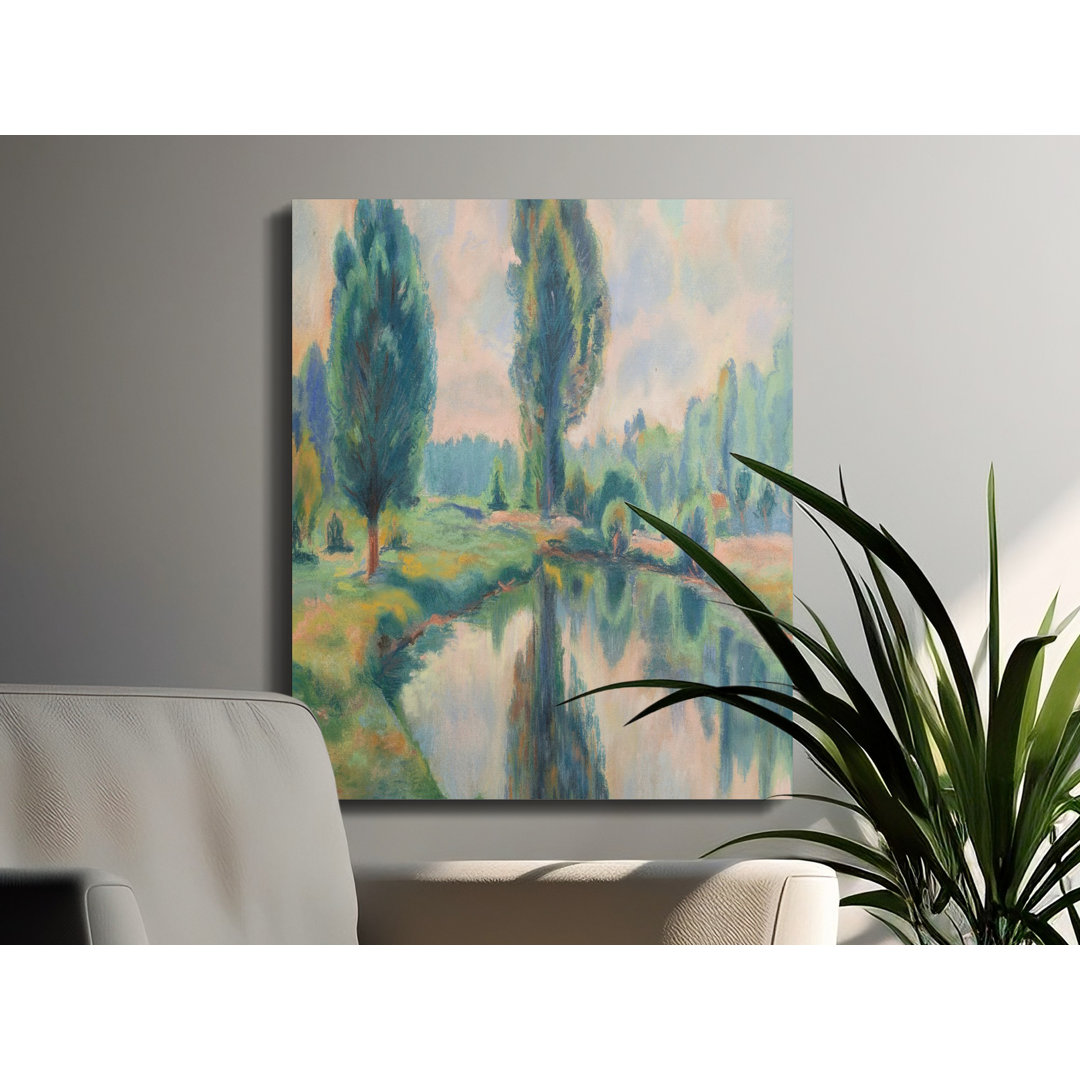 Impressionist Landscape Canvas Wall Art, Pond Reflection Print, Gallery Wrapped, Ready to Hang, Archival Quality, Nature Decor