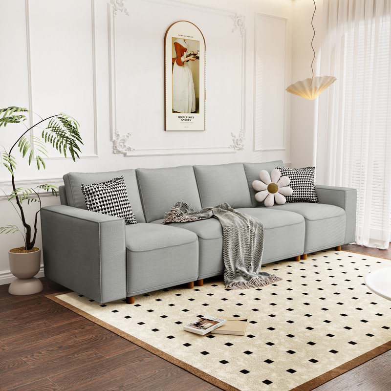 Rodericus 118'' Upholstered Sofa, Gray Linen Blend