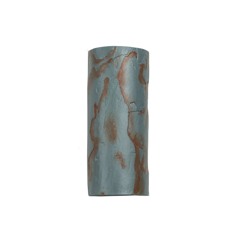 Donnice Flush Mount Ceramic Outdoor Wall Lights, LED Bulb Included, Gray Slate, 17" H x 7" W x 4.5" D