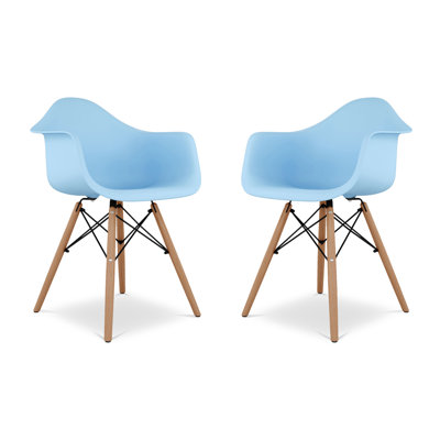Modholic Eiffel Armchair With Wood Legs, Blue