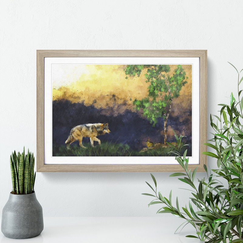 Abstract Wolf Vol.5 - Picture Frame Graphic Art, Oak Framed, 27cm H x 36cm W x 2cm D