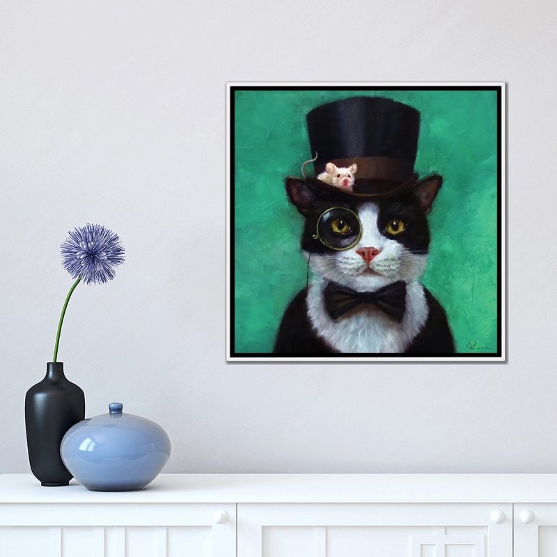 « tuxedo cat » par lucie heffernan-reproduction de photo, H 18 po x l 18 po x 1,5 po, Toile blanche encadrée
