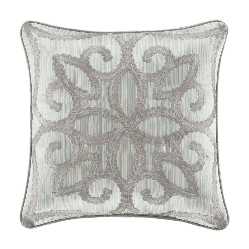 Spa Satin Embroidered 18" Square Decorative Throw Pillow