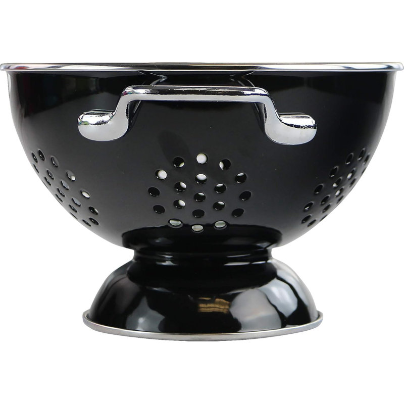Prep & Savour Adame Steel Colander, Black, 3 QT