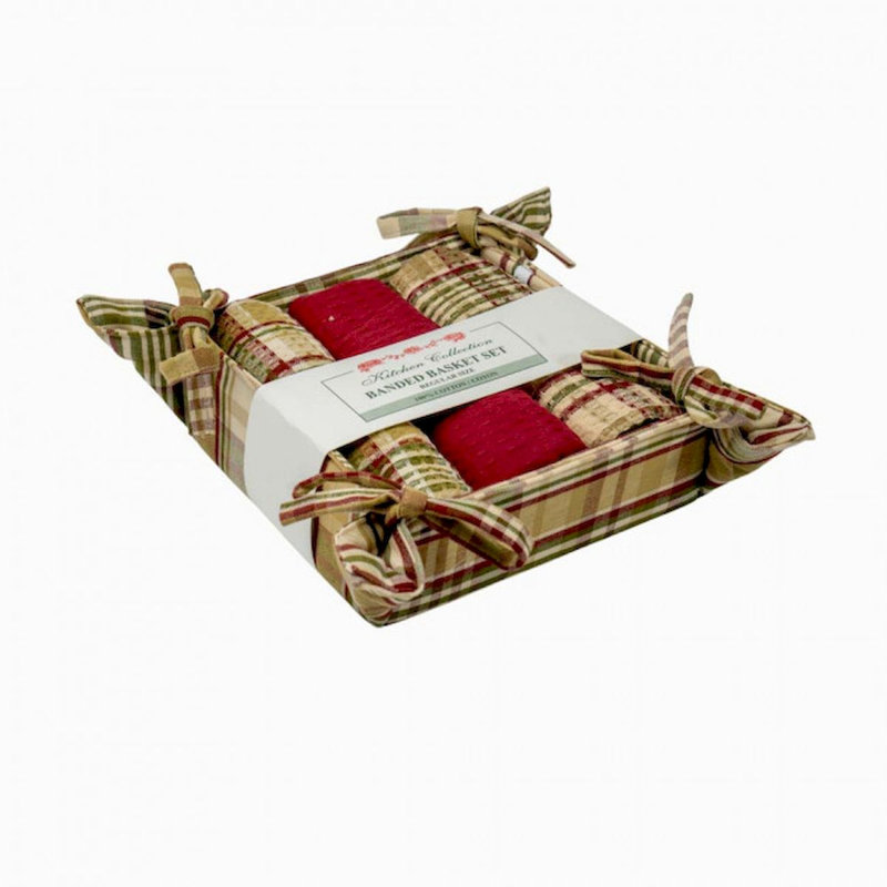 Ensemble de 3 paniers à pain, Beige / crème / rouge