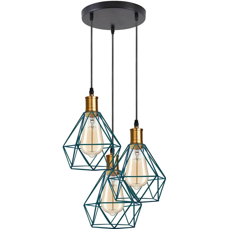 3 - Light Blue Caged Pendant