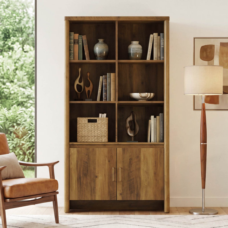 59.3" Tall Bookshelf With Storage Cabinet, Walnut