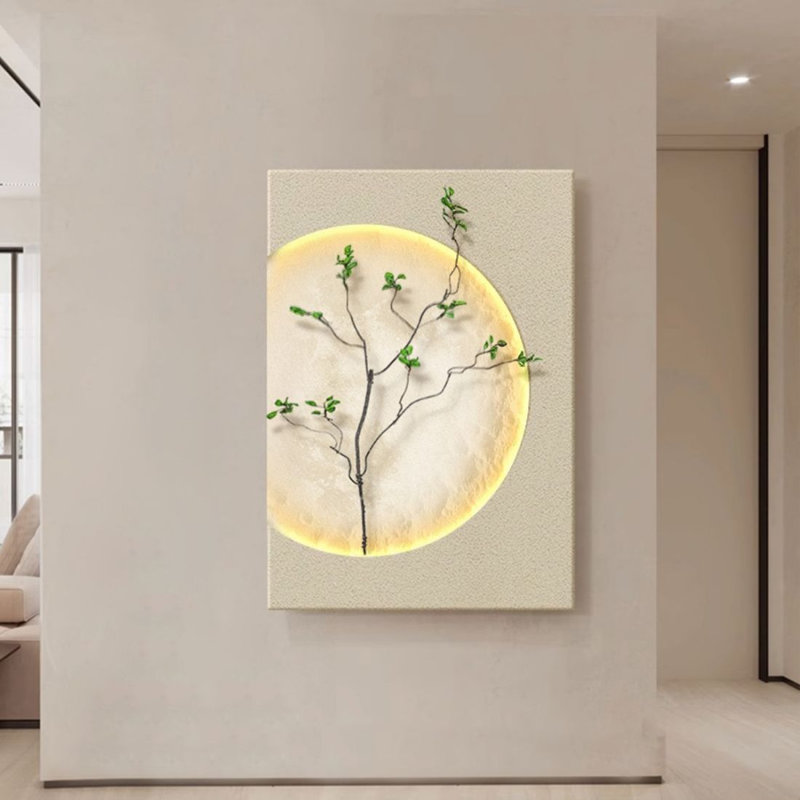 Art mural moderne en bois manufacturé moderne en grès pour le salon, Beige, H 39,37 po x l 27,56 po
