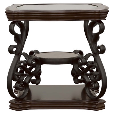 Bianca Merlot 2-Shelf Glass Top End Table