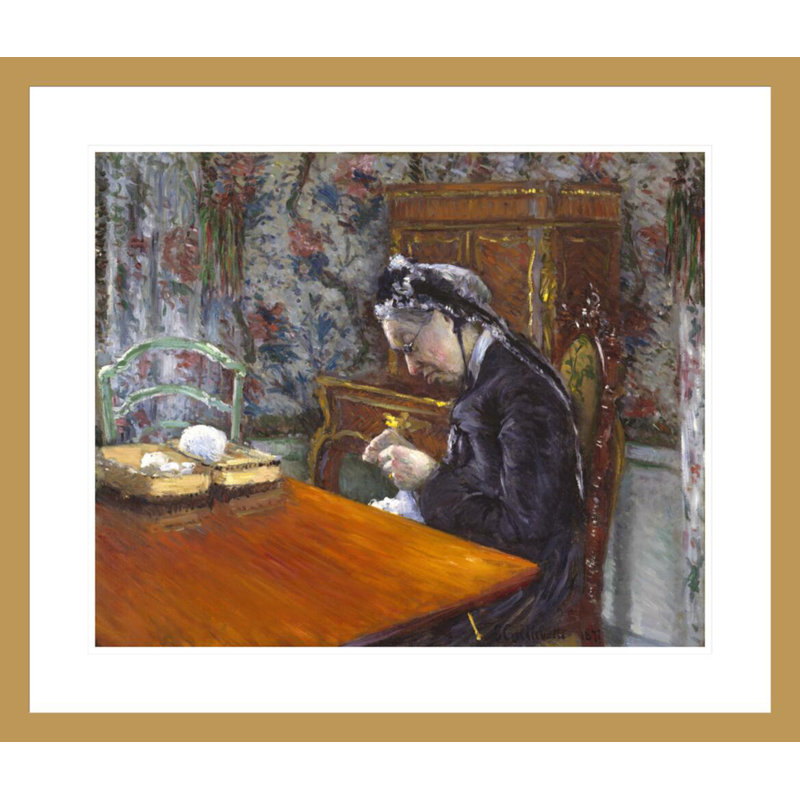 «Mademoiselle Boissière Knitting» par Gustave Caillebotte, impression giclée encadrée, H 23,5 po x l 27,45 po