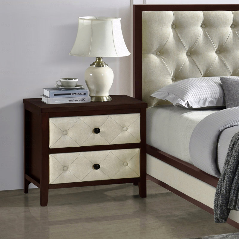 Bedroom Nightstand 1Pc Designed Drawers Fronts Modern, Espresso